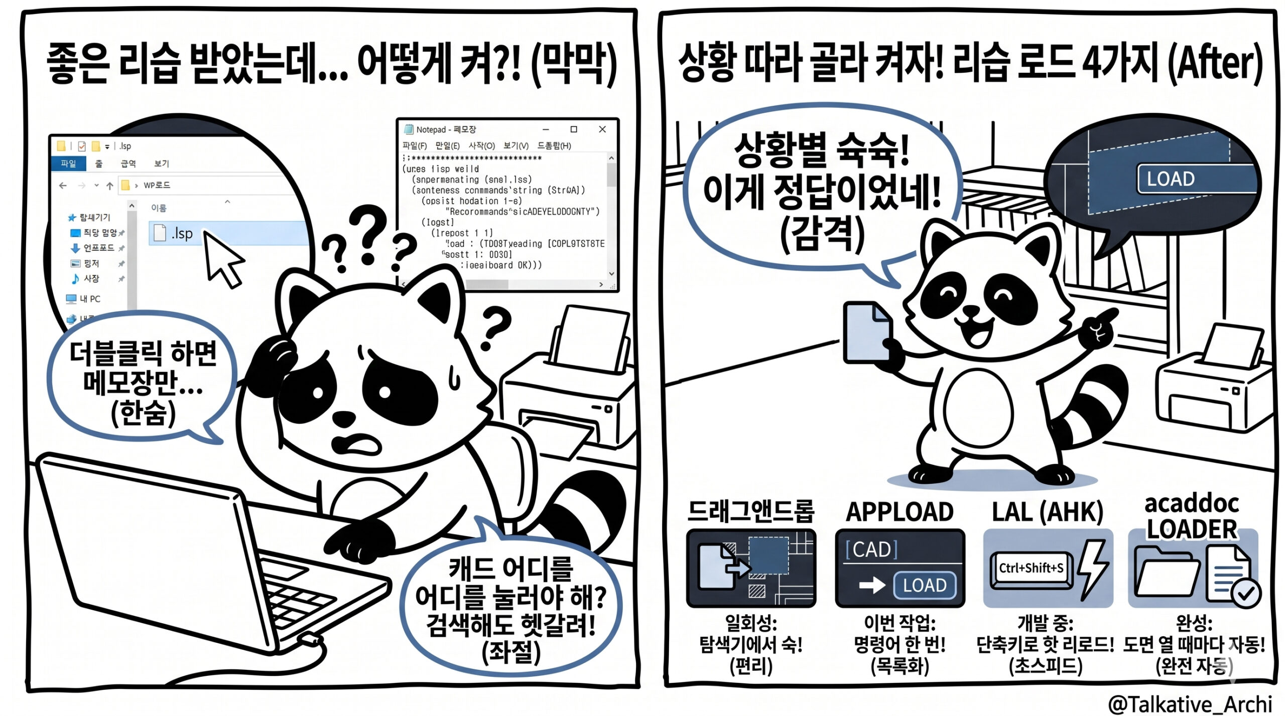 ZWCAD 리습 불러오기 4가지 방법 — 드래그앤드롭 APPLOAD AHK acaddoc 자동 로드