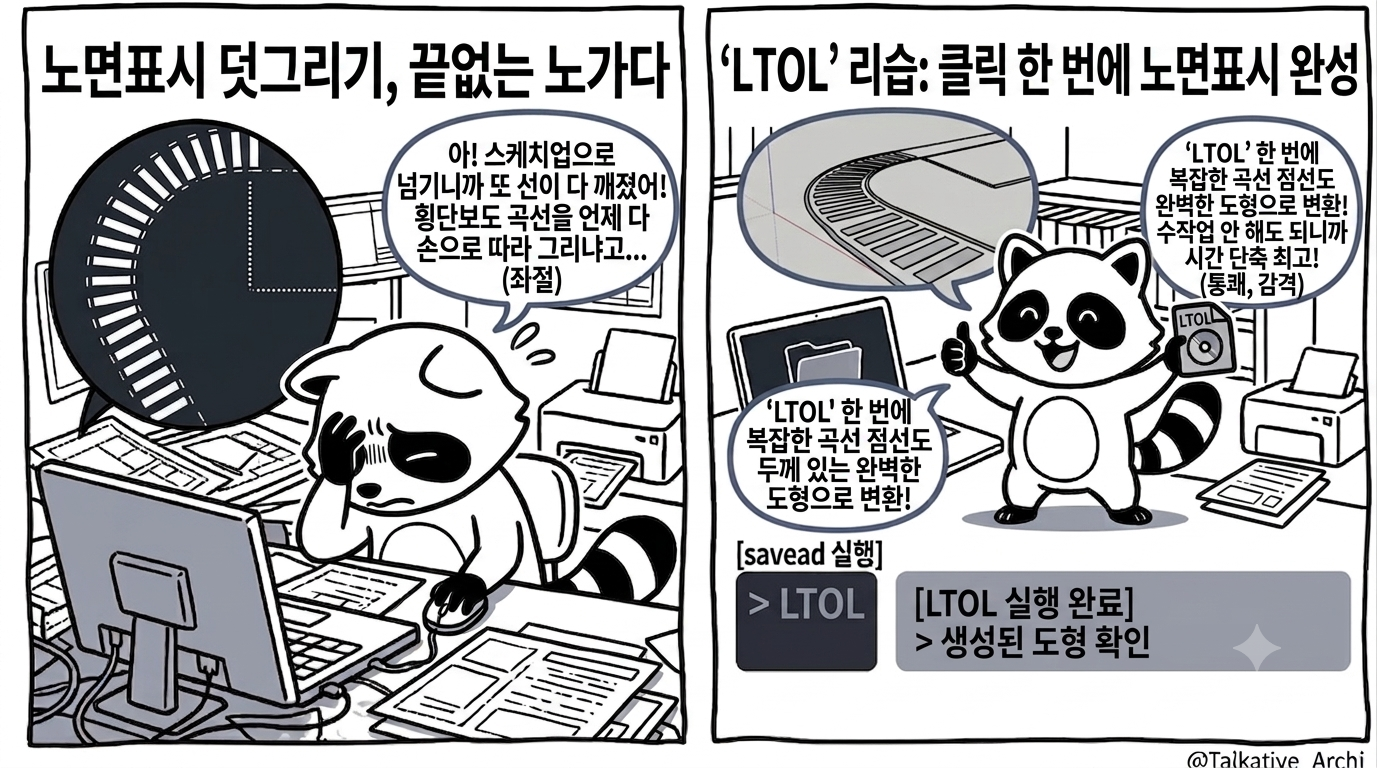 스케치업 라인타입 깨짐을 해결하는 LTOL 리습 적용 전후 비교